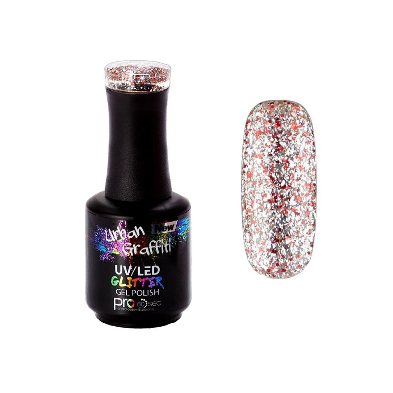 Apollo - UGGP-A0907 Smalto Gel Glitter Rosso e Argento Urban Graffiti 15ml