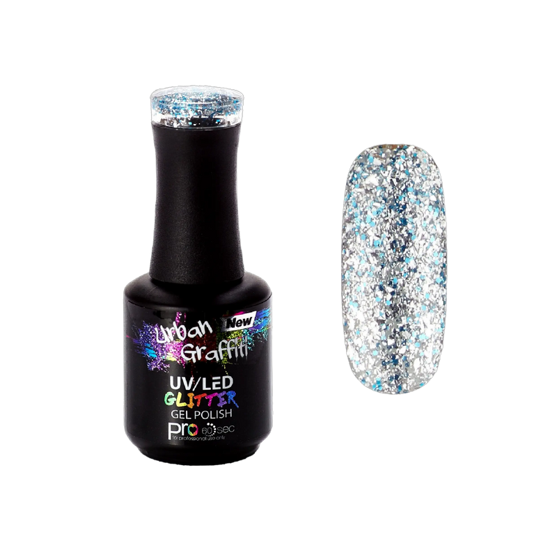 Pantofole Cinders - UGGP-A0908 Urban Graffiti Argento e Blu Glitter Smalto 15ml