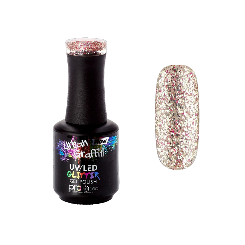 Cosmic Love - UGGP-A0916 Urban Graffiti Gold und roter Glitzer Gel-Lack 15ml