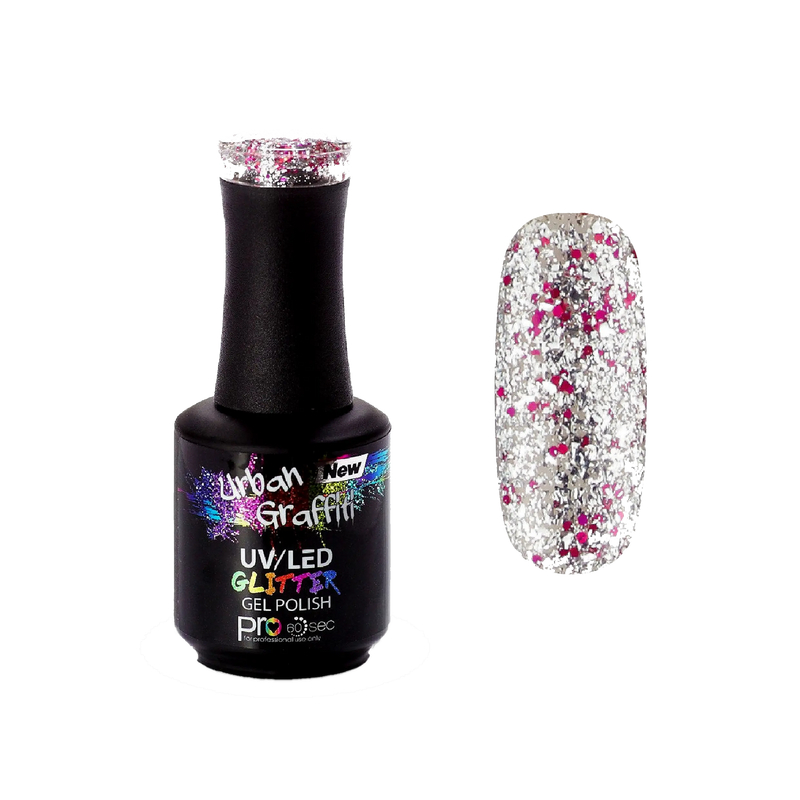 Dance Floor - UGGP-A0909 Smalto Gel Glitter Rosa e Argento Urban Graffiti 15ml