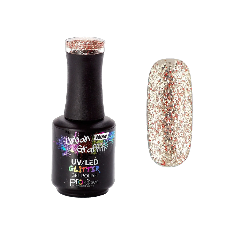 Tinsel Town - UGGP-A0913 Urban Graffiti Gold und Rot Glitzer Gel Nagellack 15ml