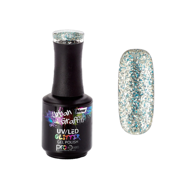 Winter Waterfall - UGGP-A0912 Urban Graffiti Blau und Silber Glitzer Gel Lack 15ml